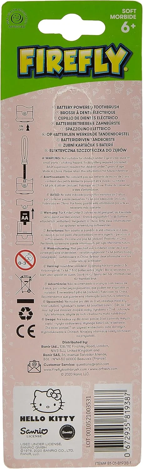 مسواک فایرفلای مدل Mr White Jr Turbo Max با طرح هلو کیتی