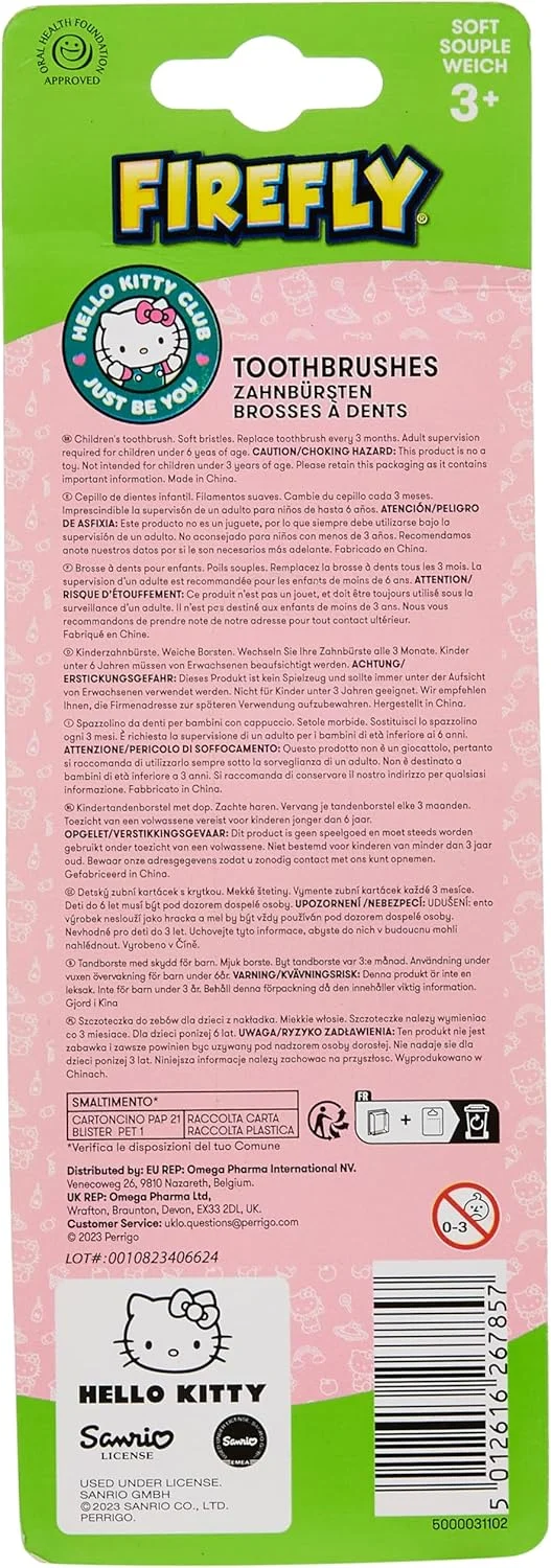 مسواک کودکانه فایرفلای هلو کیتی، بسته 3 عددی