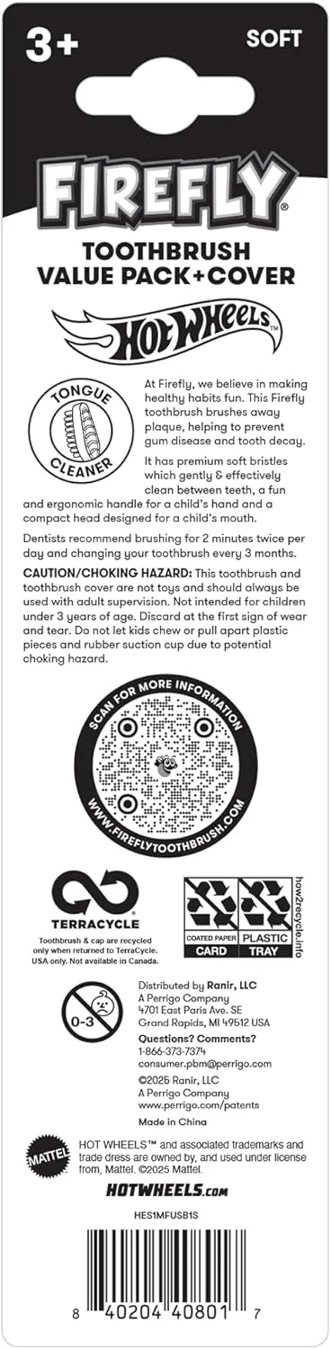 مسواک کودکانه فایرفلای هات ویلز، برس نرم، مناسب برای کودکان 3 سال به بالا، 3 عدد مسواک کودکانه فایرفلای هات ویلز، برس نرم، مناسب برای کودکان 3 سال به بالا، 3 عدد