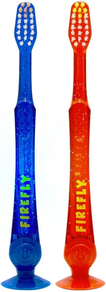 مسواک چراغ دار تایمردار کودکانه فایرفلای با مکنده، نرم - 2 عدد (بسته 1 عددی)، متنوع