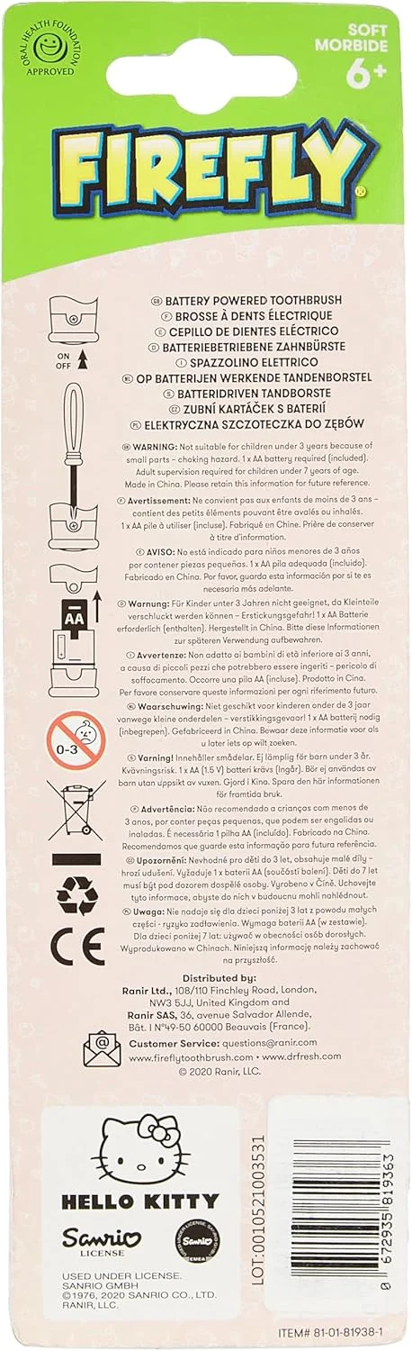 مسواک برقی باتری خور کودک دکتر فرش مدل Smileguard Hello Kitty Turbo Power (TB-307‐01) مسواک برقی باتری خور کودک دکتر فرش مدل Smileguard Hello Kitty Turbo Power (TB-307‐01)