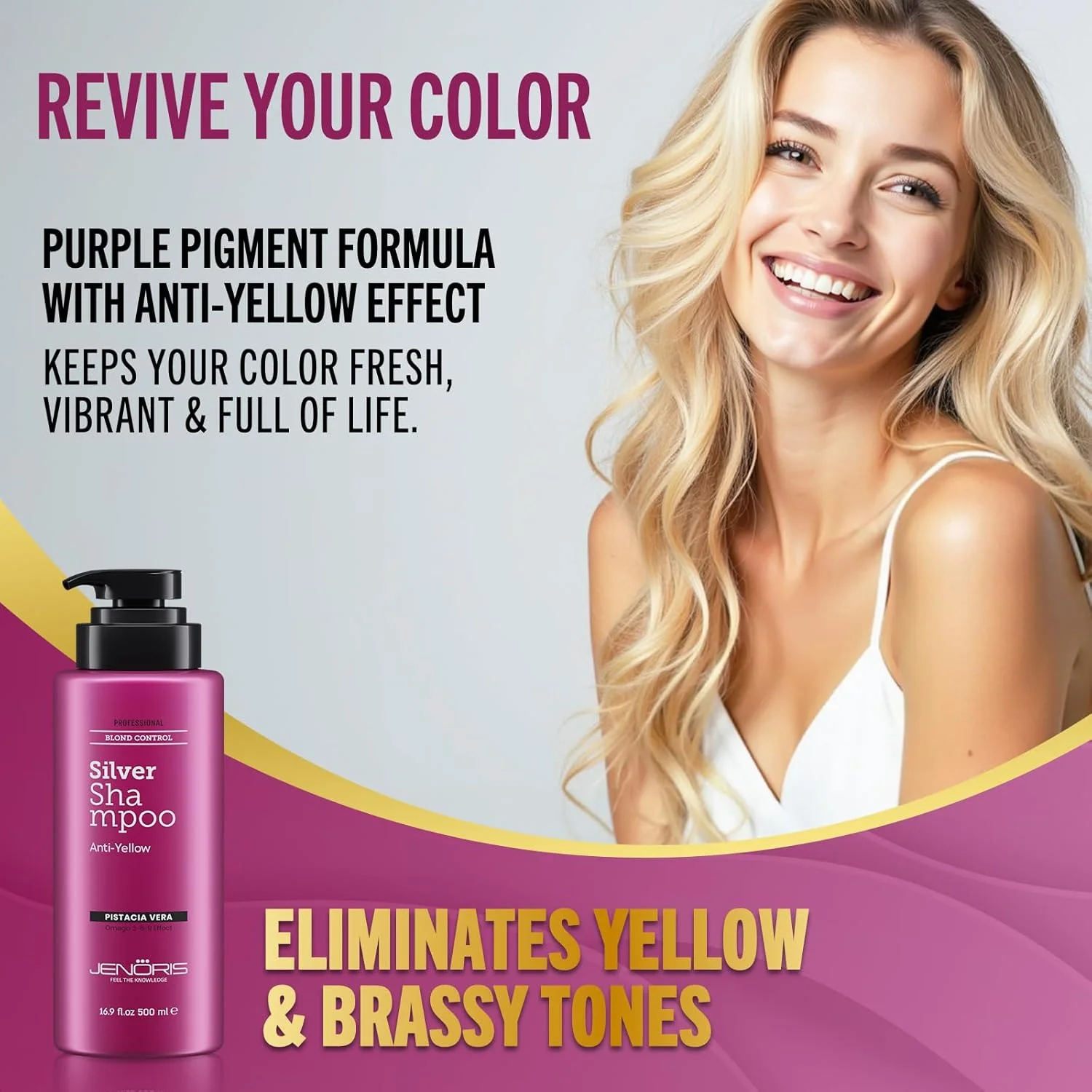 شامپو ضد زردی موهای نقره ای جنوریس 500 میلی لیتر شامپو ضد زردی موهای نقره ای جنوریس 500 میلی لیتر