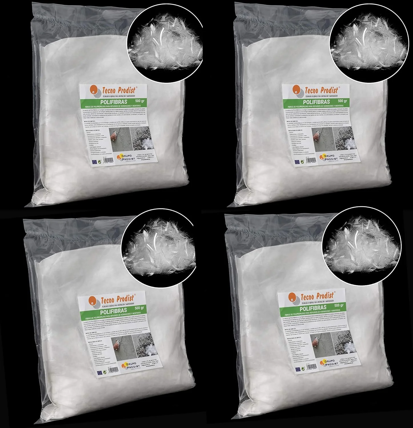 الیاف پلی فیبر تکنو پرودیست، الیاف برای بتن، ملات یا گچ. - پلی پروپیلن (Pp) - تقویت و استحکام، جلوگیری از ترک خوردگی، پراکندگی سریع و یکنواخت در مخلوط (4 بسته 500 گرمی) الیاف پلی فیبر تکنو پرودیست، الیاف برای بتن، ملات یا گچ. - پلی پروپیلن (Pp) - تقویت و استحکام، جلوگیری از ترک خوردگی، پراکندگی سریع و یکنواخت در مخلوط (4 بسته 500 گرمی)