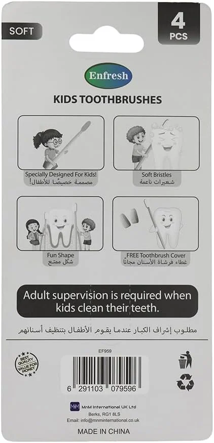 مسواک های مخصوص کودکان Enfresh، ۴ عدد به همراه درپوش