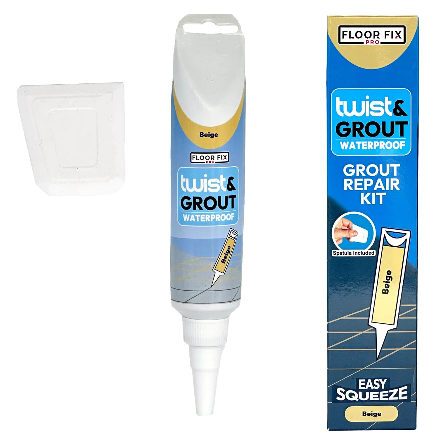 تعمیر کننده دوغاب از پیش مخلوط شده و ضد آب Floor-Fix Pro Twist & Grout | خشک شدن سریع و استفاده آسان | فرمول اکریلیک بادوام | ایده آل برای آشپزخانه و حمام | نوسازی کاشی ها، بژ