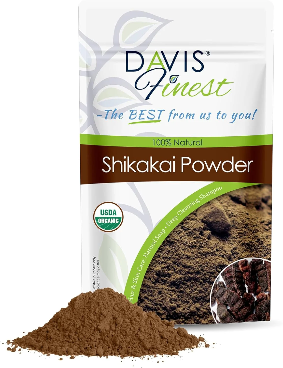 پودر شیکاکای درجه یک Davis، شامپو 100% خالص و طبیعی بدون صابون، نرم کننده براق کننده، ماسک رشد مو، درمان شپش سر، 100 گرم