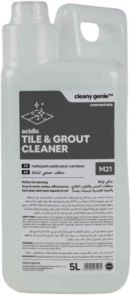 Cleany Genie - تمیز کننده و سفید کننده اسیدی قوی کاشی و سرامیک و دوغاب، 5000 میلی لیتر. به سرعت کثیفی و جرم را از بین می برد. ایمن برای کاشی، سرامیک و چینی
