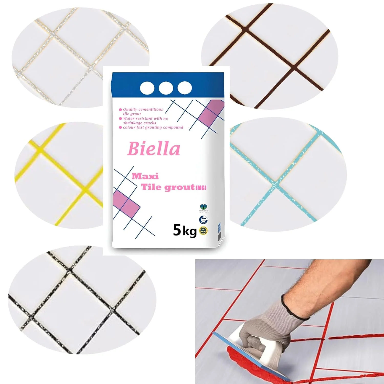 پودر بندکشی کاشی بیلا 5 کیلوگرمی ماکسی - پرکننده درز چند منظوره برای کاشی های سرامیکی، موزاییک و کلینکر، ایده آل برای استفاده در داخل و خارج از منزل (MG 8 PLATINUM)