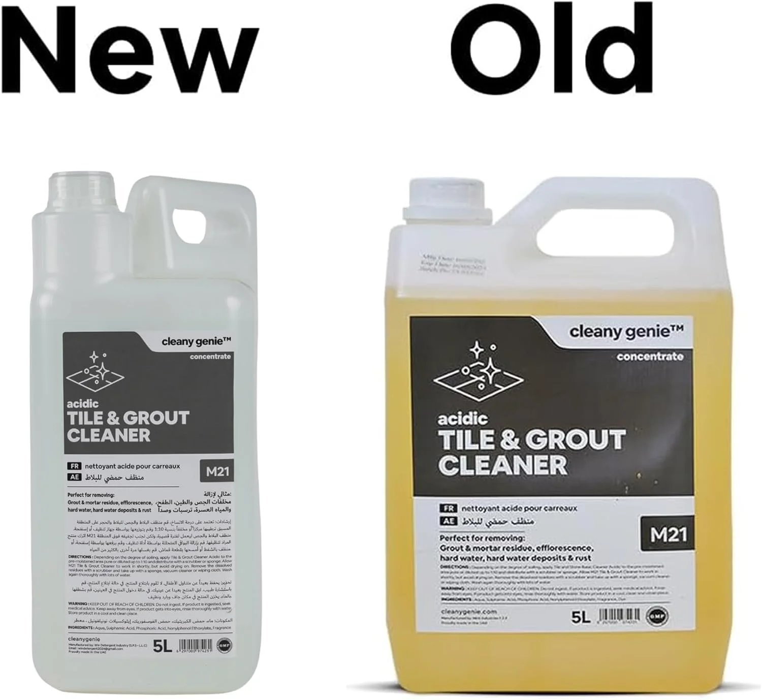 Cleany Genie - تمیز کننده و سفید کننده اسیدی قوی کاشی و سرامیک و دوغاب، 5000 میلی لیتر. به سرعت کثیفی و جرم را از بین می برد. ایمن برای کاشی، سرامیک و چینی