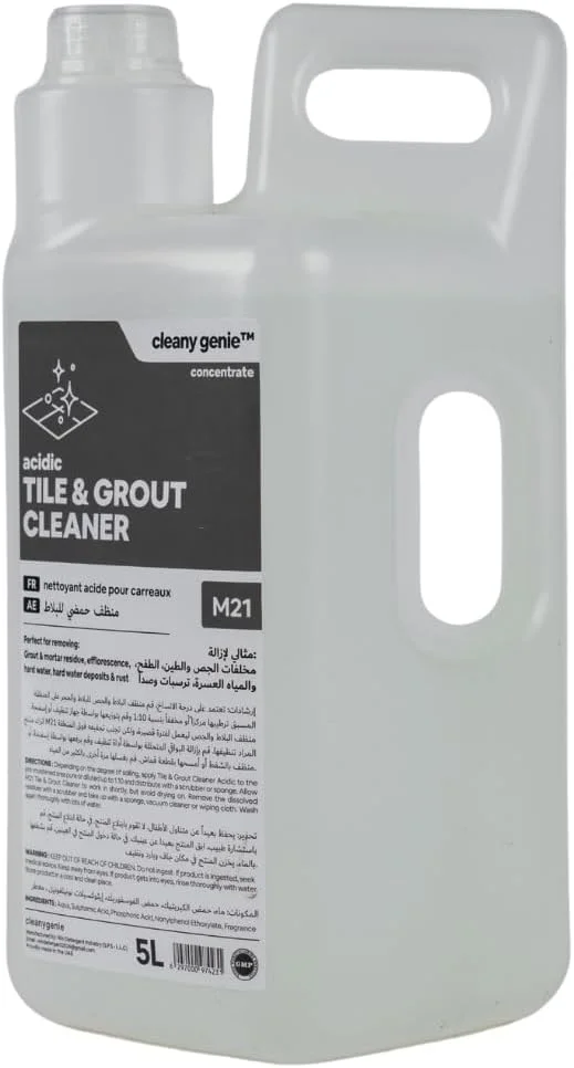 Cleany Genie - تمیز کننده و سفید کننده اسیدی قوی کاشی و سرامیک و دوغاب، 5000 میلی لیتر. به سرعت کثیفی و جرم را از بین می برد. ایمن برای کاشی، سرامیک و چینی