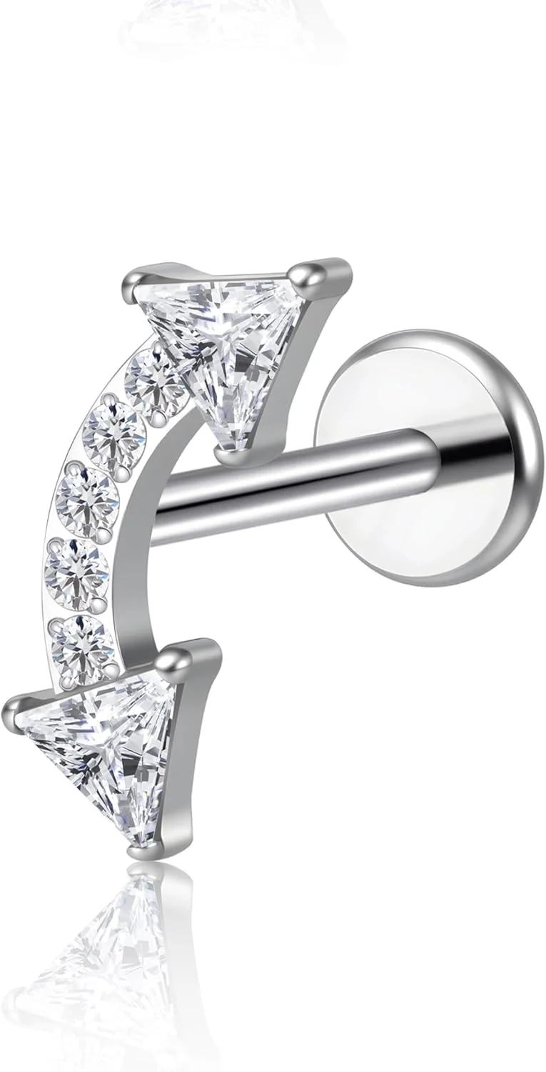 جواهرات پیرسینگ ضد حساسیت لیمرنسیا F136 تیتانیوم گیج 18 با طول 6 میلی متر، 8 میلی متر و 10 میلی متر برای تراگوس، هلیکس، کانچ، غضروف، لب، گوشواره های میخی رزوه ای داخلی با پشت صاف (1 عدد)