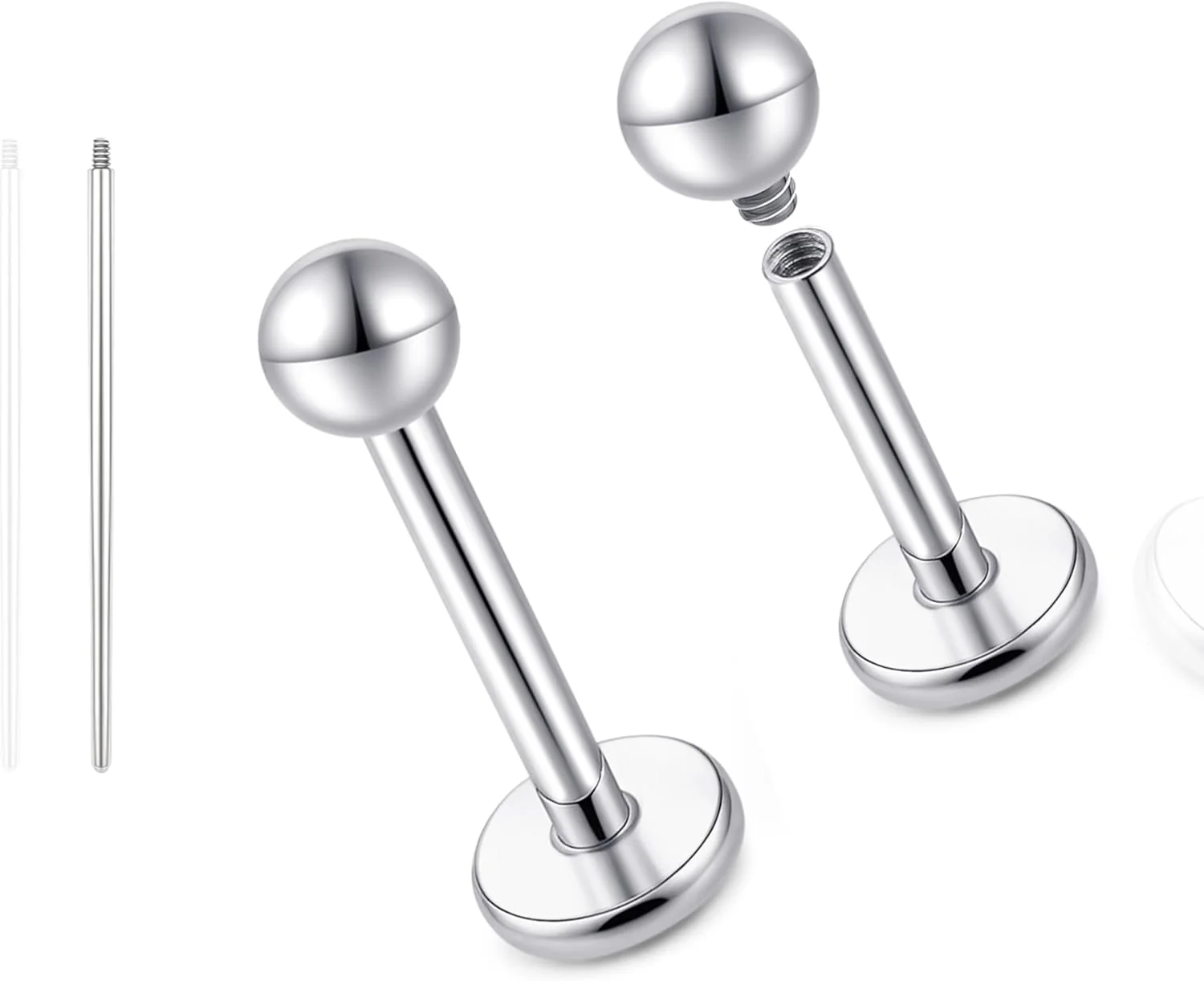 پیرسینگ بدن لیمرنسیا 18G Reintitan، جواهرات G23 ضد حساسیت با پشت صاف، رزوه داخلی، تراگوس، هلیکس، غضروف، صدف، مدوسا، لب، لبرت، گوشواره میخی برای زنان و مردان