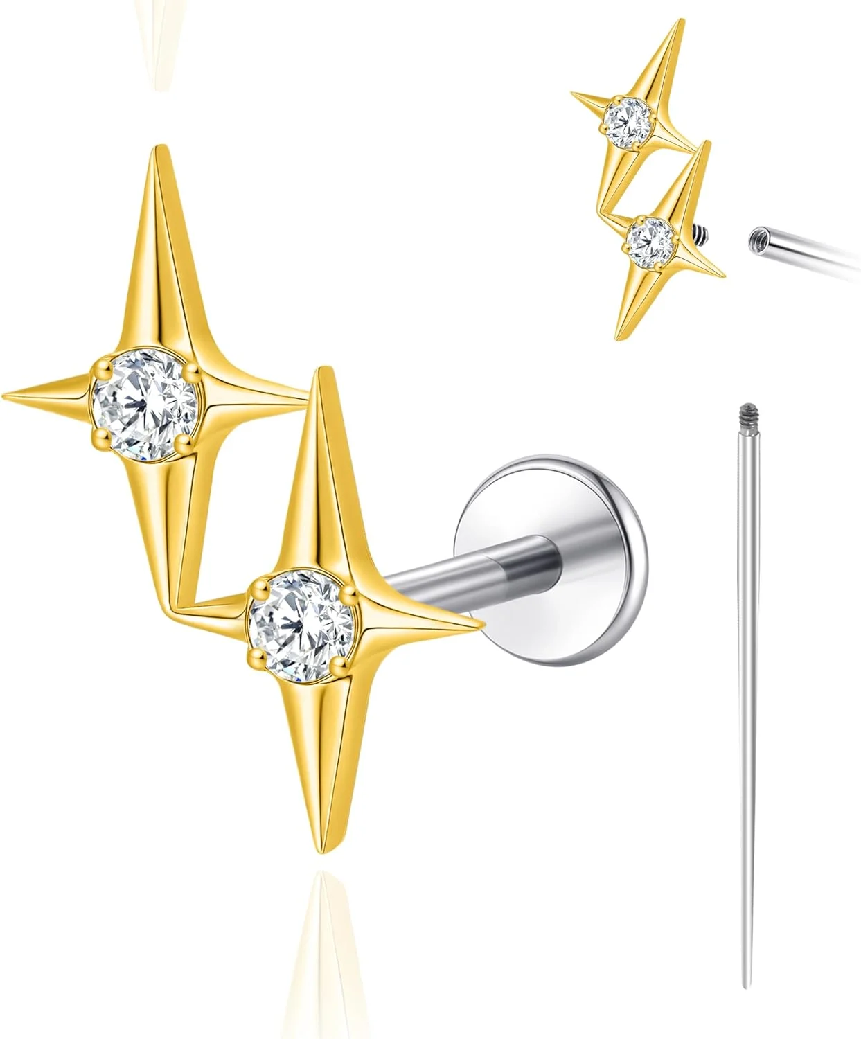 پیرسینگ بدن تیتانیومی 18G لیمرنسیا، گوشواره میخی پشت صاف رزوه ای داخلی تراگوس هلیکس غضروف صدف مدوسا برای زنان و مردان 1 عدد