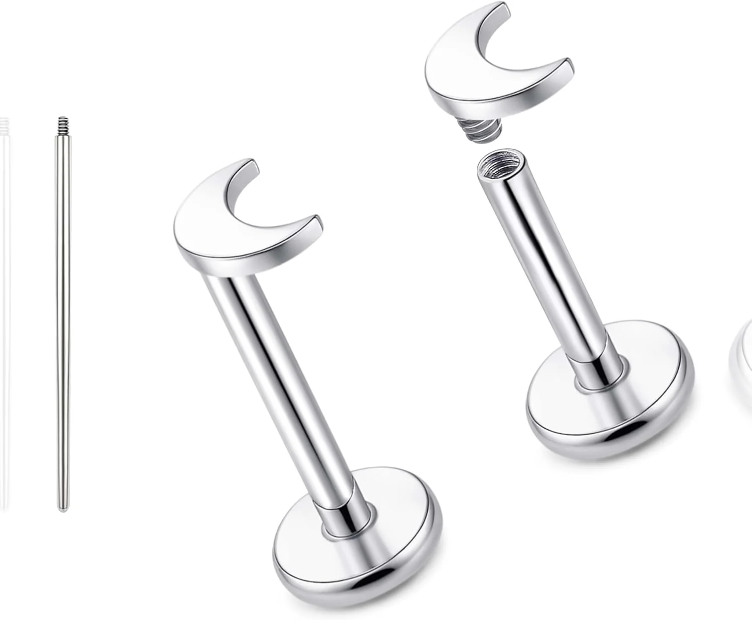 جواهرات پیرسینگ بدن تیتانیوم خالص 18G لیمرنسیا، G23 ضد حساسیت با پشت صاف و رزوه داخلی، گوشواره های میخی پیرسینگ تراگوس، هلیکس، غضروف، کانچ، مدوسا، لب، لبرت برای زنان و مردان