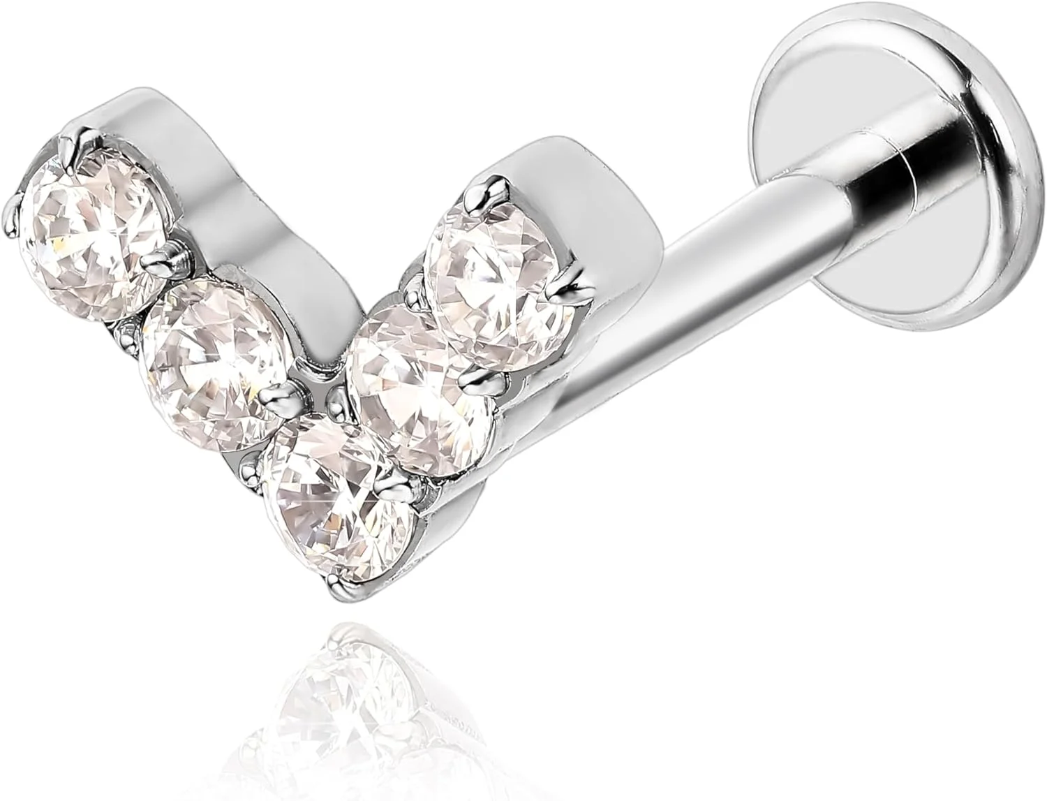 جواهرات پیرسینگ ضد حساسیت از جنس تیتانیوم خالص F136 لیمرنسیا، گوشواره میخی رزوه ای داخلی پشت صاف گیج 18 برای غضروف/تراگوس/هلیکس/صدف/بینی/لب