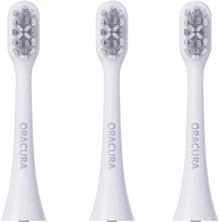 سری برس های معمولی مسواک برقی هوشمند سونیک ORACURA® مدل SB300 (سفید، مجموعه 3 عددی) - دارای الیاف نرم DuPont برای مراقبت ملایم و موثر از دهان و دندان
