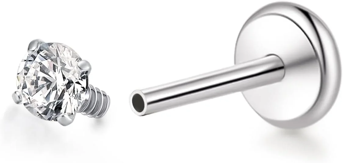 جواهرات پیرسینگ ضد حساسیت تیتانیومی لیمرنسیا - 18G 6mm 8mm 10mm برای تراگوس، هلیکس، صدف، غضروف، بینی، لب، گوشواره های میخی رزوه ای داخلی پشت صاف گرید ایمپلنت F136