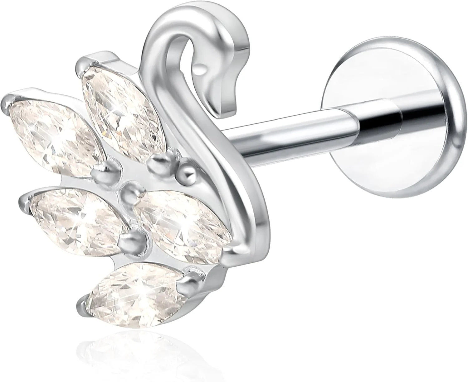 جواهرات پیرسینگ ضد حساسیت لیمرنسیا از جنس تیتانیوم خالص F136، گوشواره میخی رزوه ای داخلی پشت صاف گیج 18 برای غضروف/تراگوس/هلیکس/صدف/بینی/لب