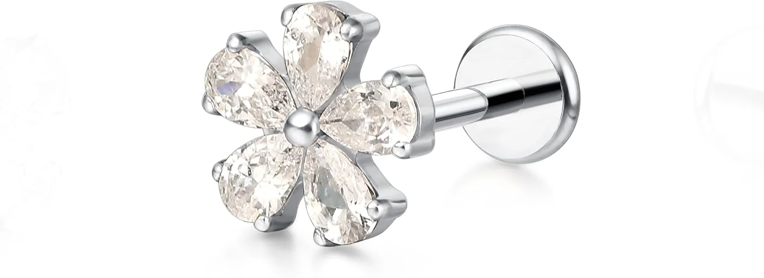 پیرسینگ لب لابرِت تیتانیومی ضد حساسیت لیمرنسیا، گیج 18، رزوه داخلی F136 گرید ایمپلنت، جواهرات پیرسینگ تراگوس هلیکس برای غضروف، مونرو، بینی، صدف 6 میلی متر 8 میلی متر 10 میلی متر