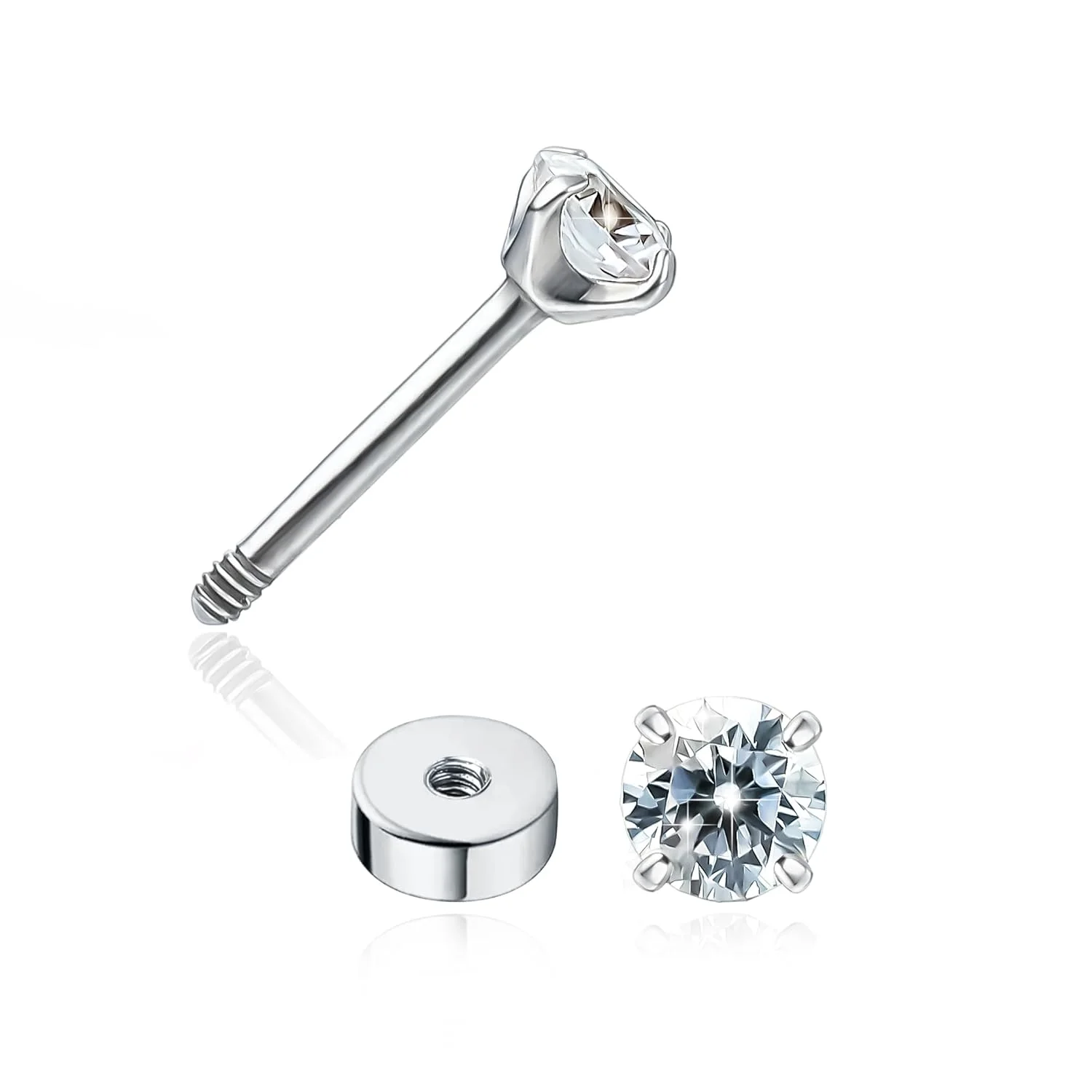 گوشواره های میخی تیتانیومی گرید ایمپلنت لیمرنسیا مدل G23، ضد حساسیت، گیج 20، میله F136 مناسب پیرسینگ برای گوش های حساس، غضروف، تراگوس و هلیکس