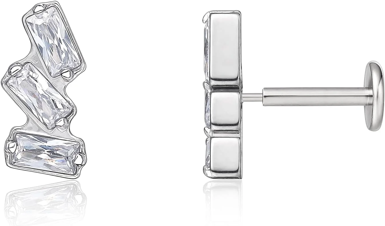 گوشواره میخی ضد حساسیت لیمرنسیا مدل G23 با پشت صاف 18 گرمی | مدل F136 تیتانیوم درجه ایمپلنت، فشاری، بدون رزوه، مناسب برای پیرسینگ غضروف، هلیکس، لبرت، لب، مونرو، تراگوس