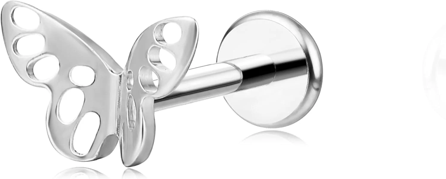 پیرسینگ گوش تیتانیومی ضد حساسیت Limerencia ASTM F136-18G با پشت صاف رزوه ای داخلی 6 میلی متر 8 میلی متر 10 میلی متر مناسب برای تراگوس، هلیکس، کانچ، غضروف، بینی و لب (1 عدد)