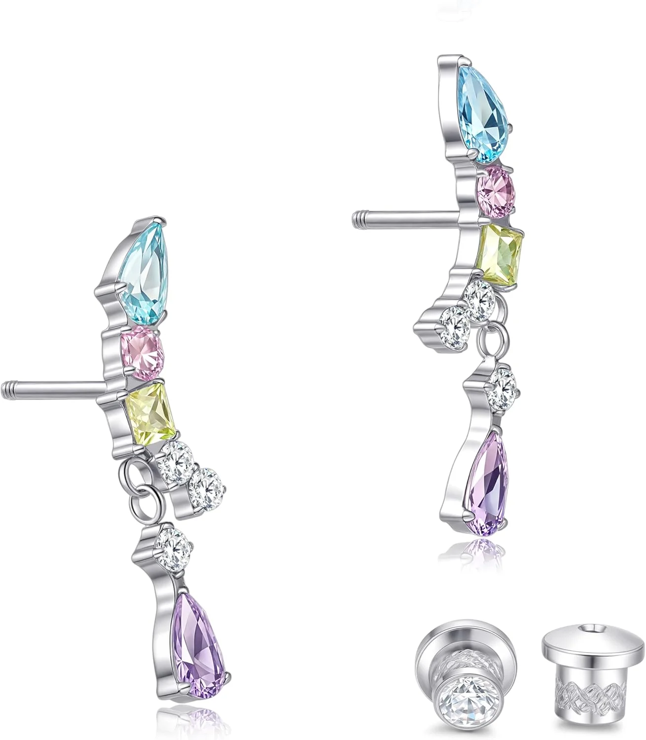 گوشواره های ضد حساسیت تیتانیومی با پشت پیچی لیمرنسیا، زیرکونیا مکعبی درجه ایمپلنت G23 20G، گوشواره های خزنده گوش میخی برای زنان گوش های حساس، جواهرات تراگوس غضروف