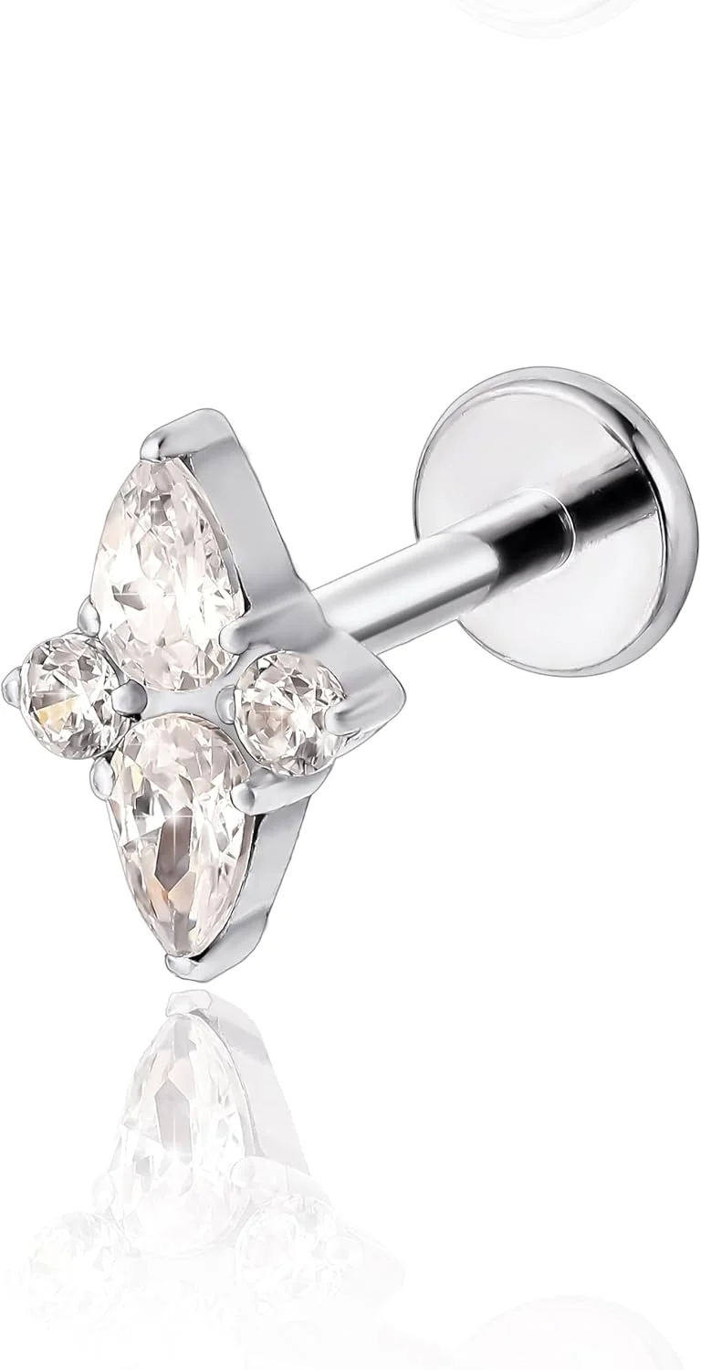 گوشواره میخی پشت صاف تیتانیومی ضد حساسیت لیمرنسیا F136، گوشواره های بدون رزوه فشاری گرید ایمپلنت G23 سایز 20g طول 6mm و 8mm، پین فشاری تراگوس، غضروف، هلیکس، حلزون، جواهرات پیرسینگ بینی (تکی)