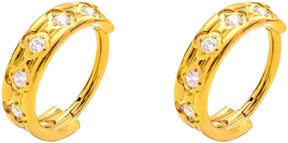 گوشواره های حلقه ای تیتانیومی G23، ضد حساسیت 12 میلی متری با زیرکونیای مکعبی