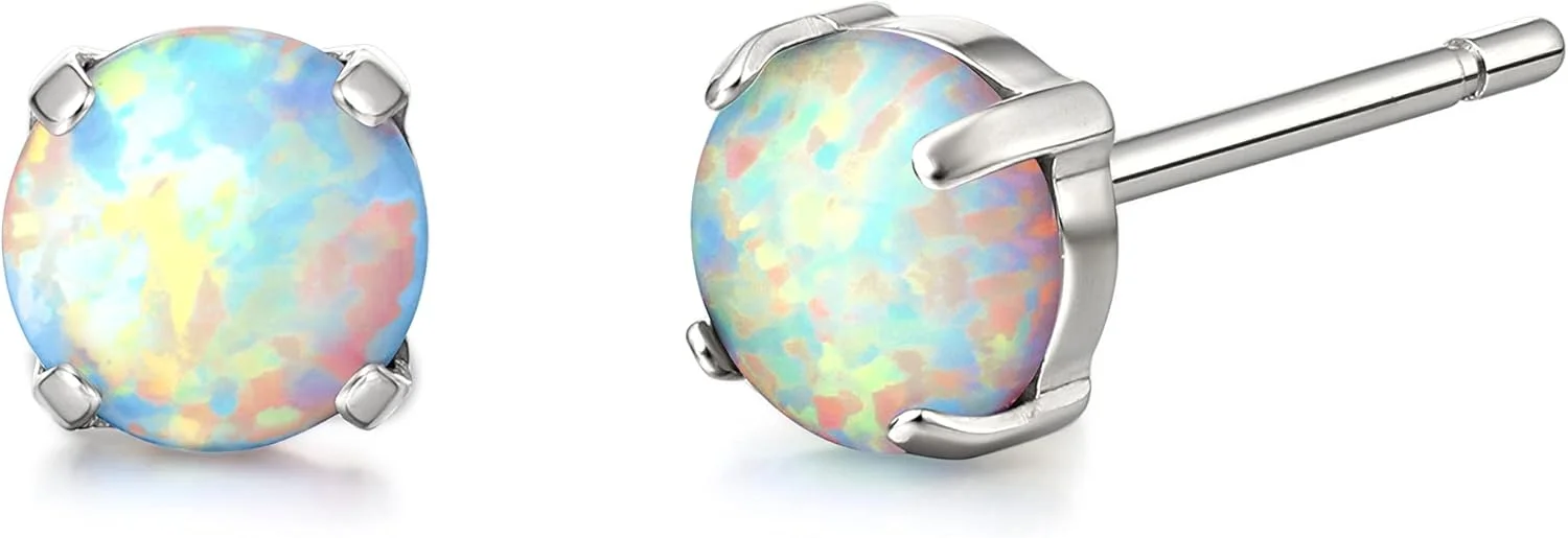 گوشواره های ضد حساسیت تیتانیوم خالص Limerencia، گوشواره های میخی اوپال/سنگ ماه/چشم گربه/فیروزه ای آبی، جواهرات ظریف برای گوش های حساس