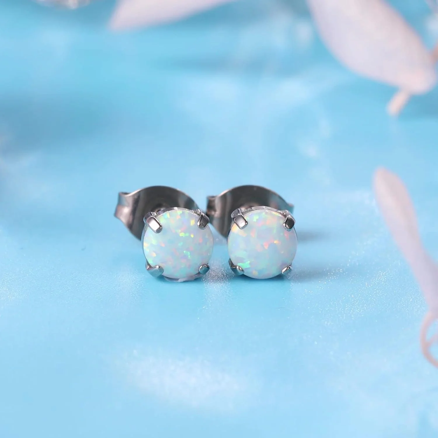 گوشواره های ضد حساسیت تیتانیوم خالص Limerencia، گوشواره های میخی اوپال/سنگ ماه/چشم گربه/فیروزه ای آبی، جواهرات ظریف برای گوش های حساس گوشواره های ضد حساسیت تیتانیوم خالص Limerencia، گوشواره های میخی اوپال/سنگ ماه/چشم گربه/فیروزه ای آبی، جواهرات ظریف برای گوش های حساس