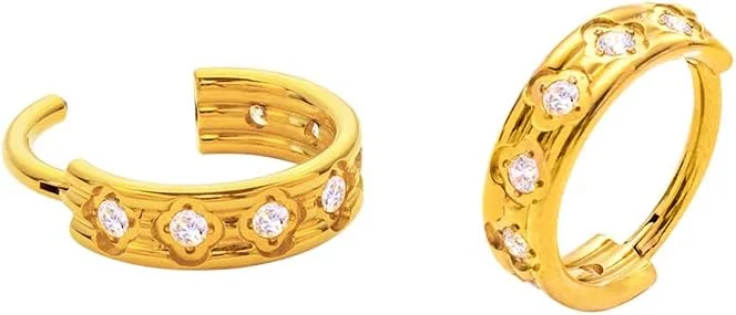 گوشواره های حلقه ای تیتانیومی G23، ضد حساسیت 12 میلی متری با زیرکونیای مکعبی گوشواره های حلقه ای تیتانیومی G23، ضد حساسیت 12 میلی متری با زیرکونیای مکعبی