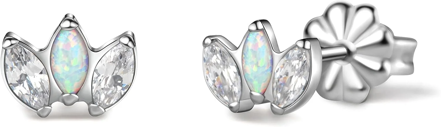 گوشواره های ضد حساسیت تیتانیوم خالص Limerencia | زیرکونیا مکعبی تاج CZ | جواهرات پیرسینگ درجه ایمپلنت | مناسب برای گوش های حساس، جواهرات ظریف