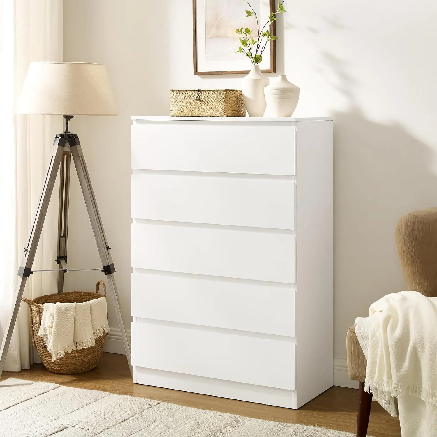 دراور سفید: پنج کشو، دراور اتاق خواب، دراور میز، دراور اتاق نشیمن، مبلمان مدرن و ساده اتاق خواب، کابینت دیواری 5 کشو (5 کشو)