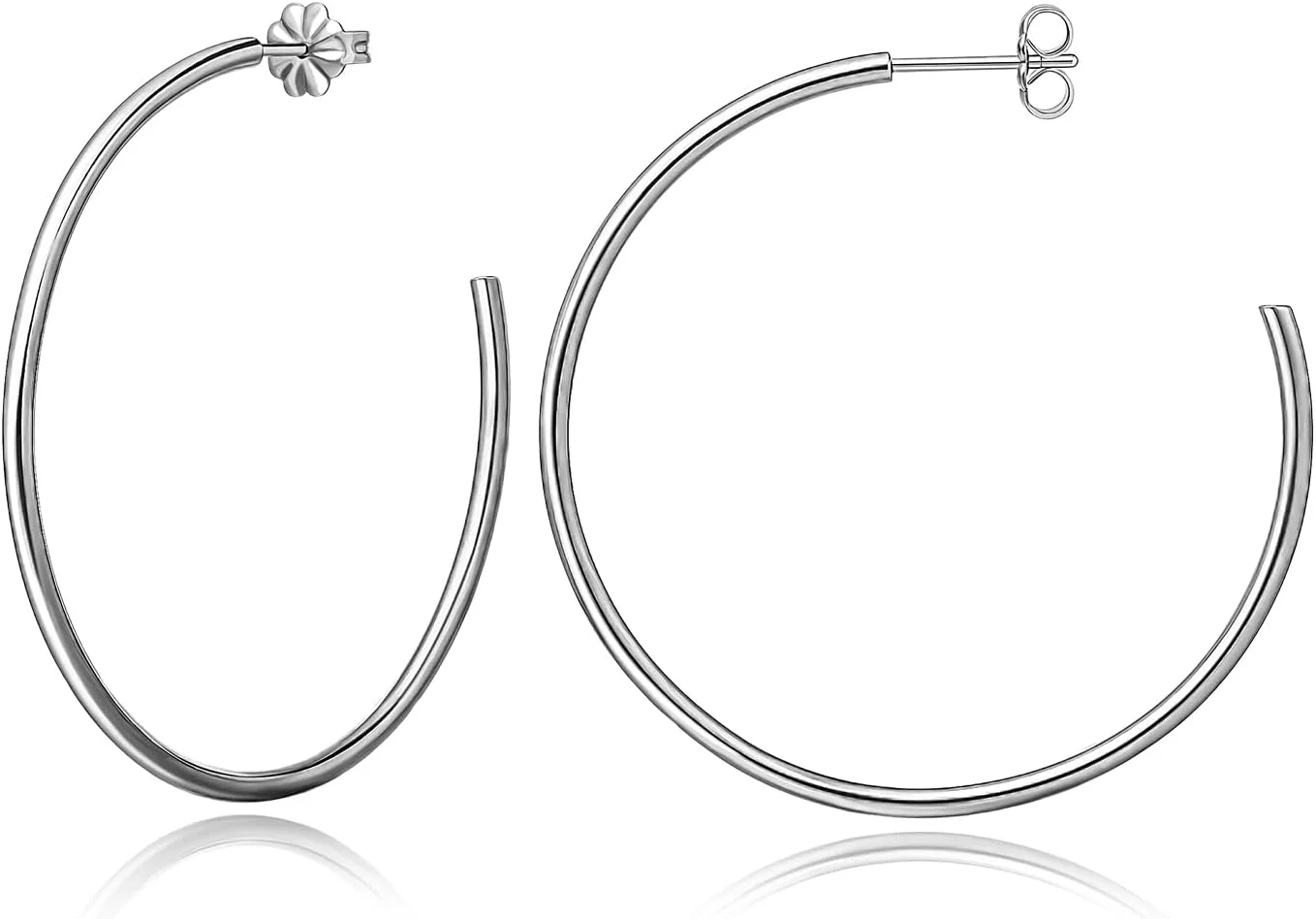 گوشواره های حلقه ای بزرگ تیتانیومی خالص G23 لیمرنسیا، گوشواره های بغل گوش زیرکونیا مکعبی سبک وزن برای گوش های حساس بانوان