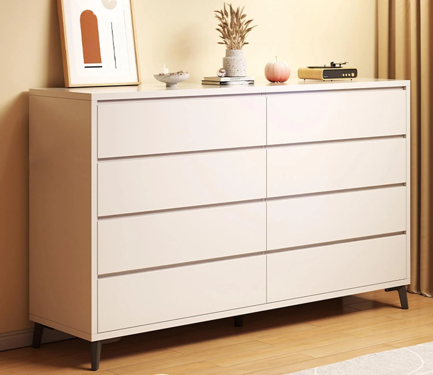 دراور سفید: هشت کشو، مناسب اتاق خواب، دراور میز، مناسب اتاق نشیمن، مبلمان مدرن و ساده اتاق خواب، کابینت دیواری (8 کشو - D)