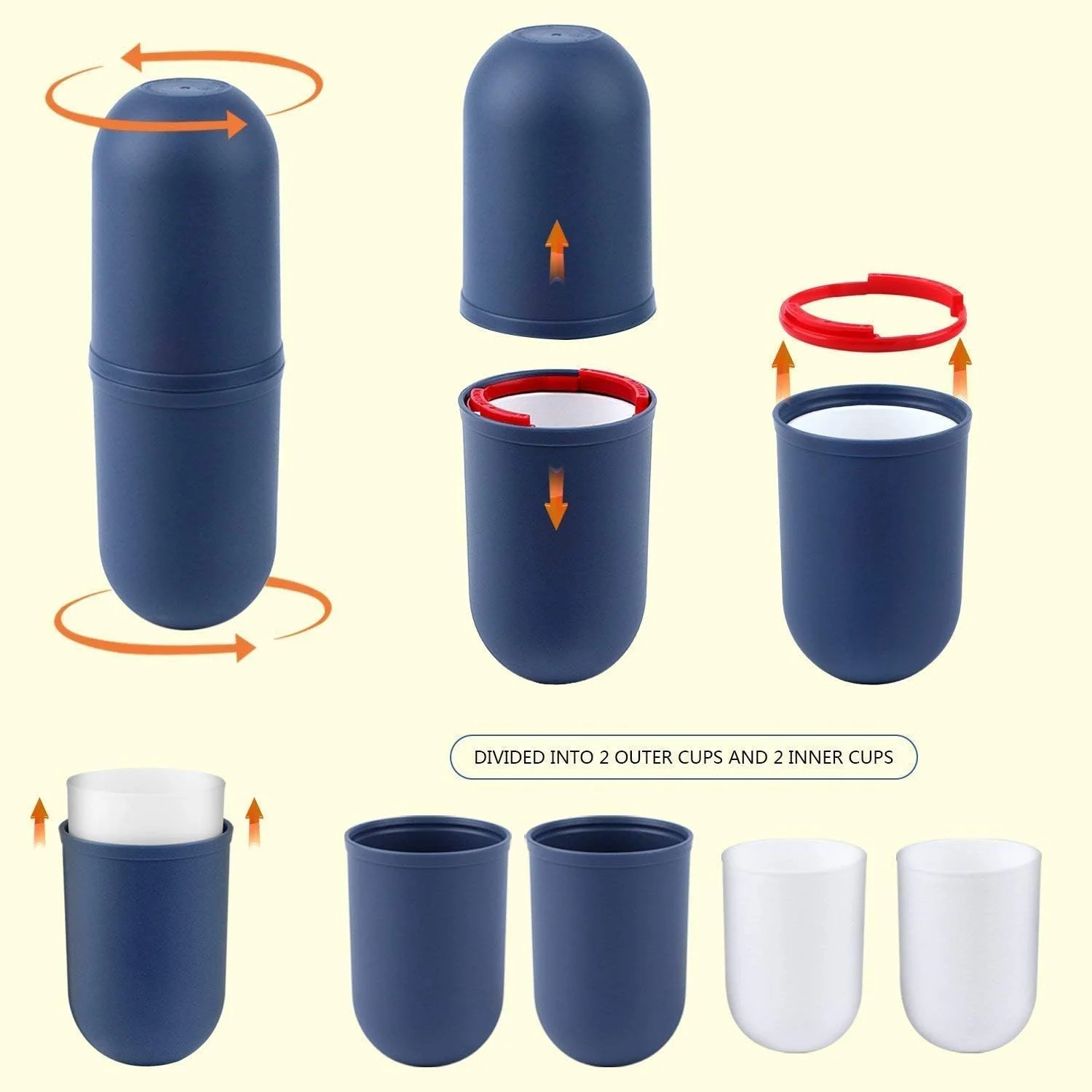 جا مسواکی سفری، 4 در 1 چند منظوره خلاقانه به شکل کپسول، جا مسواکی و خمیر دندان مناسب برای سفرهای کاری، کمپینگ، تعطیلات جا مسواکی سفری، 4 در 1 چند منظوره خلاقانه به شکل کپسول، جا مسواکی و خمیر دندان مناسب برای سفرهای کاری، کمپینگ، تعطیلات