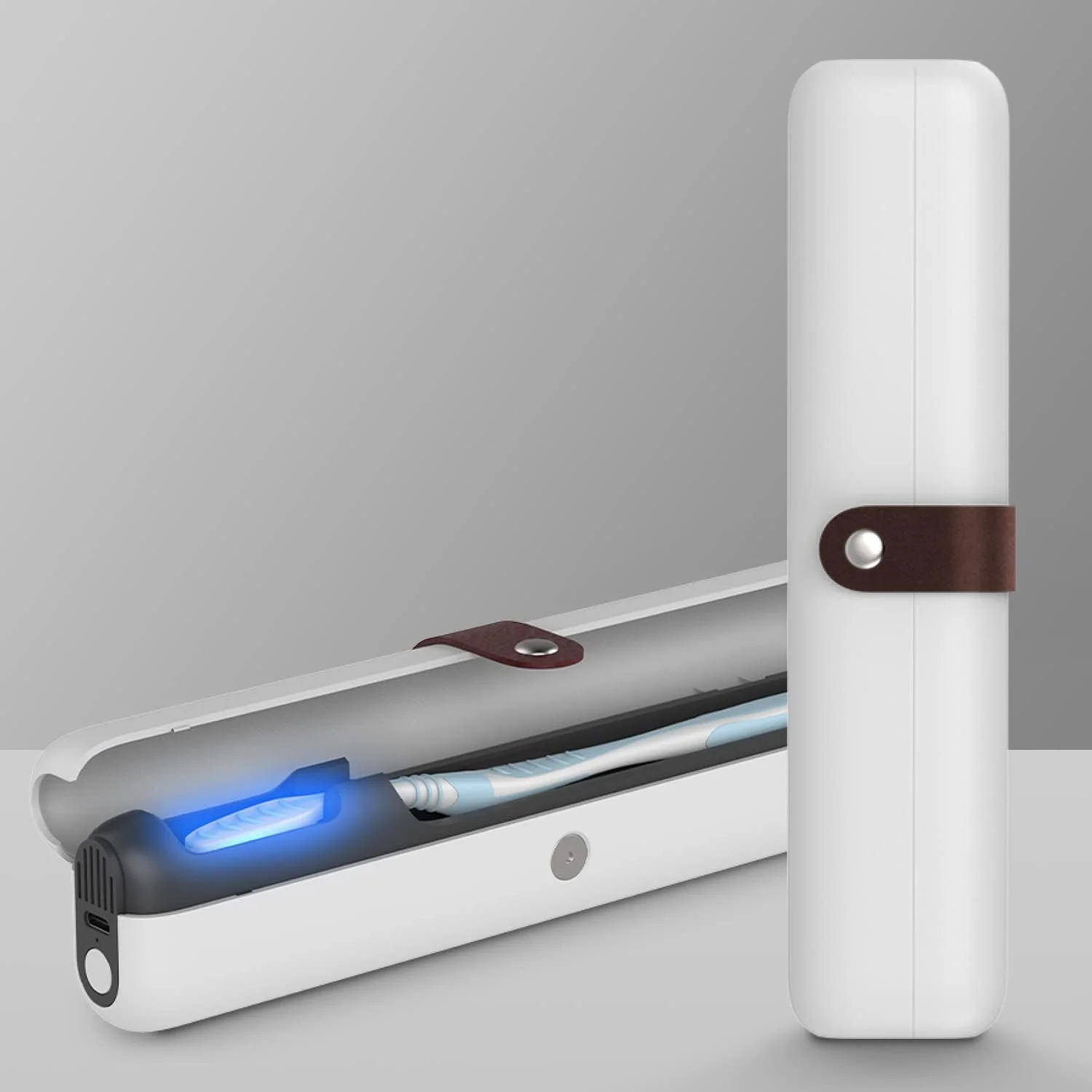 ضدعفونی کننده مسواک UV قابل حمل SYOSI، استریلیزاسیون خودکار UV-C و جعبه تمیز کننده نگهدارنده استریل قابل شارژ، مناسب برای سر مسواک های برقی و مسواک های دستی (1 بسته)