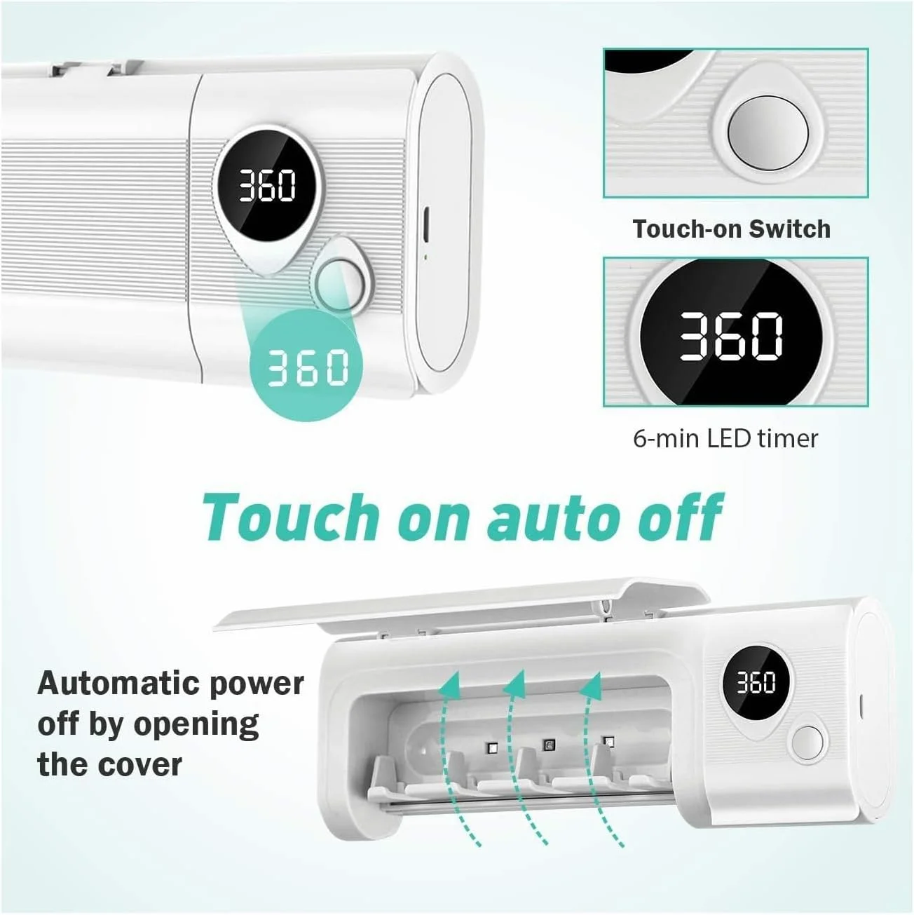 جا مسواکی استریل کننده UV SYOSI، جا مسواکی دیواری حمام با عملکرد استریل کننده، شارژ 1800 میلی آمپر ساعتی، عملکرد زمان بندی، سازمان دهنده مسواک برای خانم ها، نوزاد و خانواده