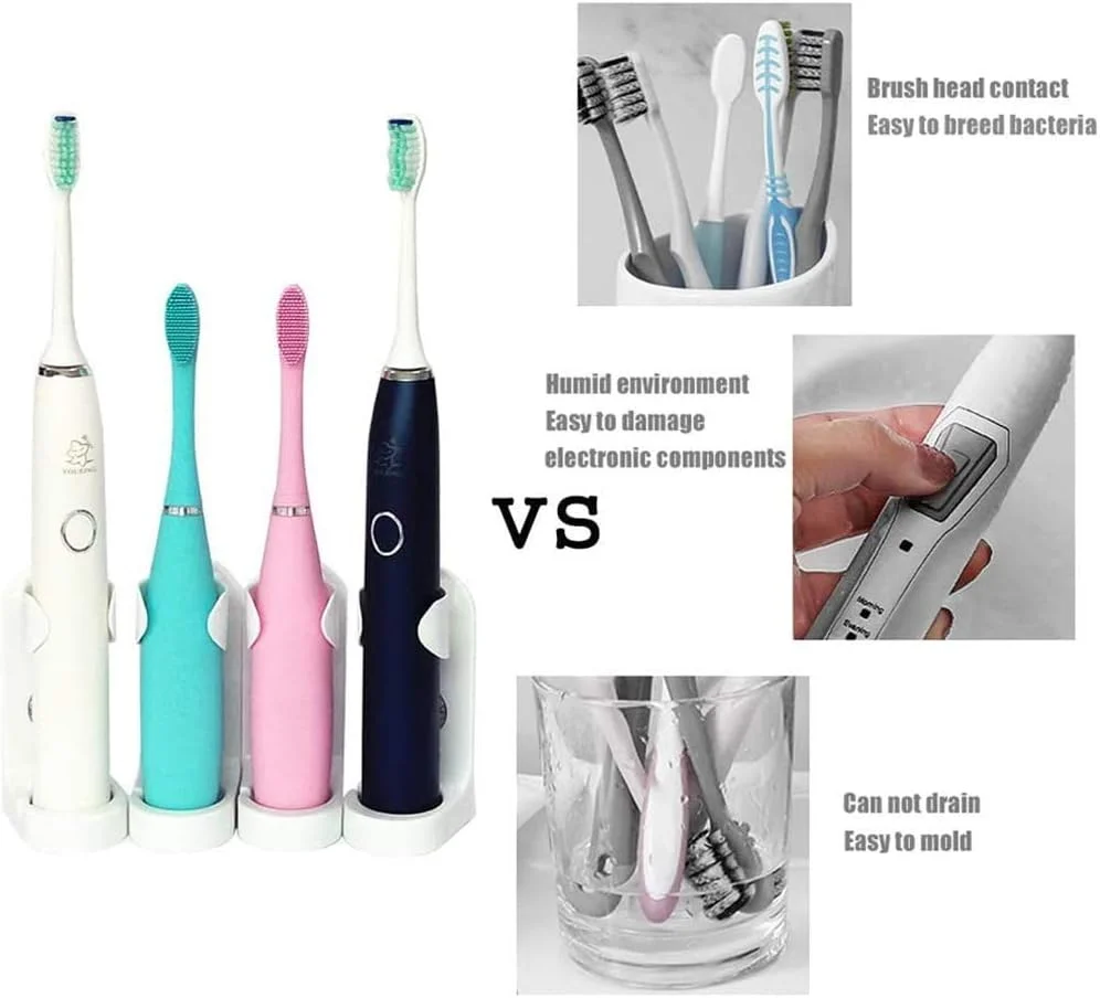 جا مسواکی SYOSI، چند محفظه ای برای مسواک های برقی و دستی، خمیر دندان و لوازم آرایشی، سازمان دهنده دیواری حمام مناسب برای شستشوی صورت، شانه برای سرویس بهداشتی، حمام و آشپزخانه، 4 عدد جا مسواکی SYOSI، چند محفظه ای برای مسواک های برقی و دستی، خمیر دندان و لوازم آرایشی، سازمان دهنده دیواری حمام مناسب برای شستشوی صورت، شانه برای سرویس بهداشتی، حمام و آشپزخانه، 4 عدد