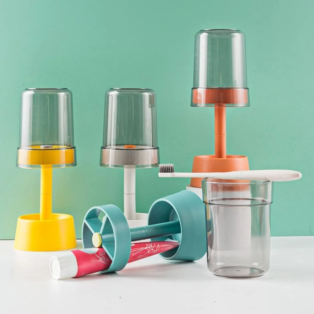 جا مسواکی سیوسی با پوشش/لیوان، جا خمیر دندان با 3 جایگاه، نگهدارنده و نظم دهنده لوازم دندان، مناسب برای مسواک های برقی، خمیر دندان (نارنجی) جا مسواکی سیوسی با پوشش/لیوان، جا خمیر دندان با 3 جایگاه، نگهدارنده و نظم دهنده لوازم دندان، مناسب برای مسواک های برقی، خمیر دندان (نارنجی)