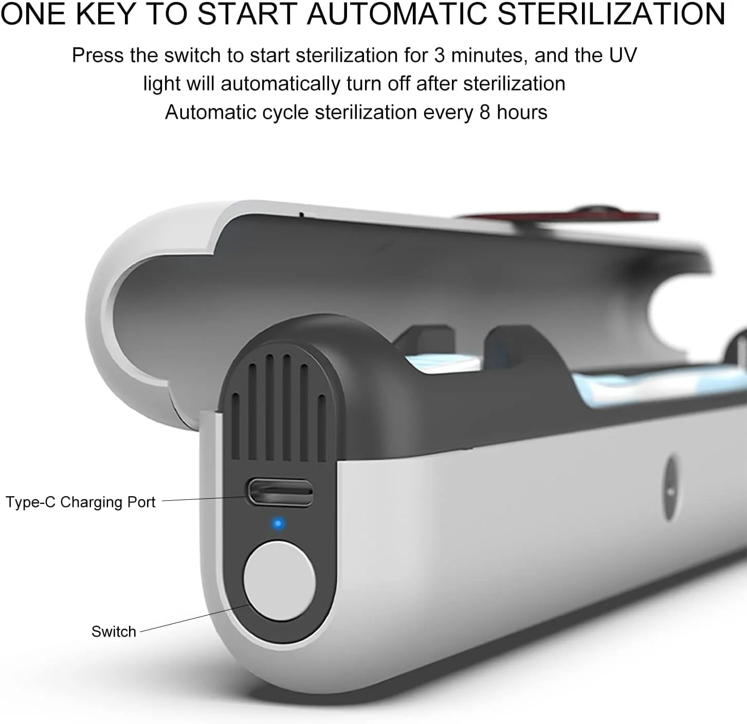 ضدعفونی کننده مسواک UV قابل حمل SYOSI، استریلیزاسیون خودکار UV-C و جعبه تمیز کننده نگهدارنده استریل قابل شارژ، مناسب برای سر مسواک های برقی و مسواک های دستی (1 بسته) ضدعفونی کننده مسواک UV قابل حمل SYOSI، استریلیزاسیون خودکار UV-C و جعبه تمیز کننده نگهدارنده استریل قابل شارژ، مناسب برای سر مسواک های برقی و مسواک های دستی (1 بسته)