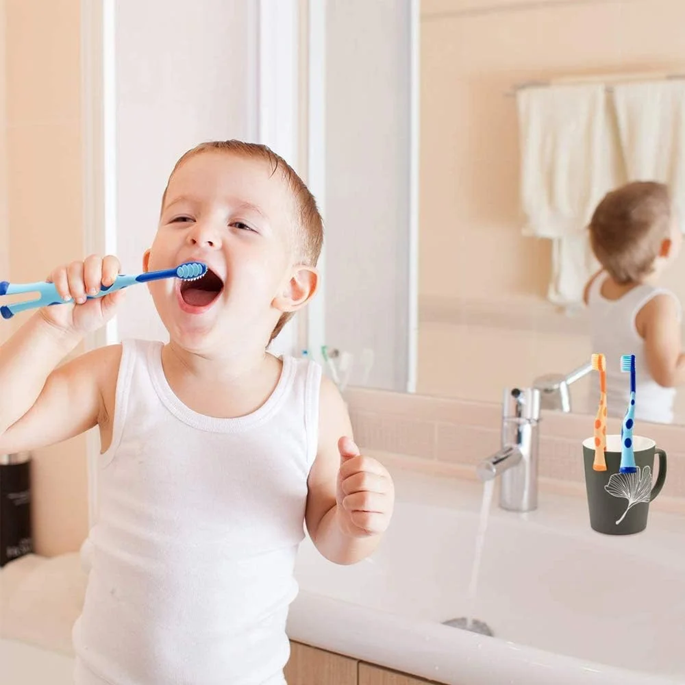 مسواک کودکانه SYOSI، بسته 6 عددی، مسواک دستی با برس های بسیار نرم و پایه ایستاده، مناسب برای کودکان بالای 2 سال، مسواک کودکانه با دستگیره نرم مسواک کودکانه SYOSI، بسته 6 عددی، مسواک دستی با برس های بسیار نرم و پایه ایستاده، مناسب برای کودکان بالای 2 سال، مسواک کودکانه با دستگیره نرم