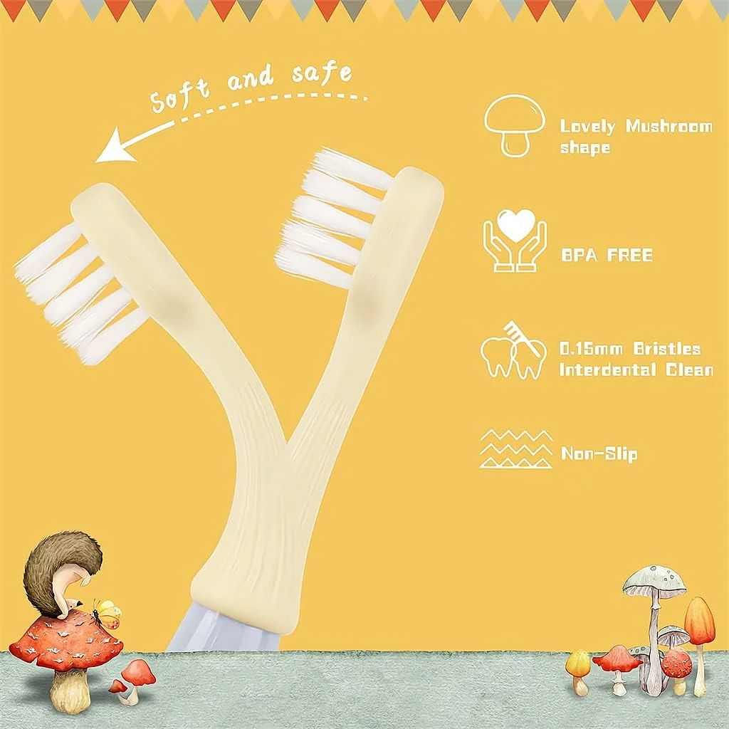 مسواک کودکانه SYOSI، بسته 6 عددی، مسواک نرم کودکانه، سر سیلیکونی، برس مراقبت از دهان قارچی، ابزار تمیز کردن دندان، برس آموزشی، موهای نرم اضافی، مسواک کودک نوپا برای 1 تا 3 سال، رنگ تصادفی