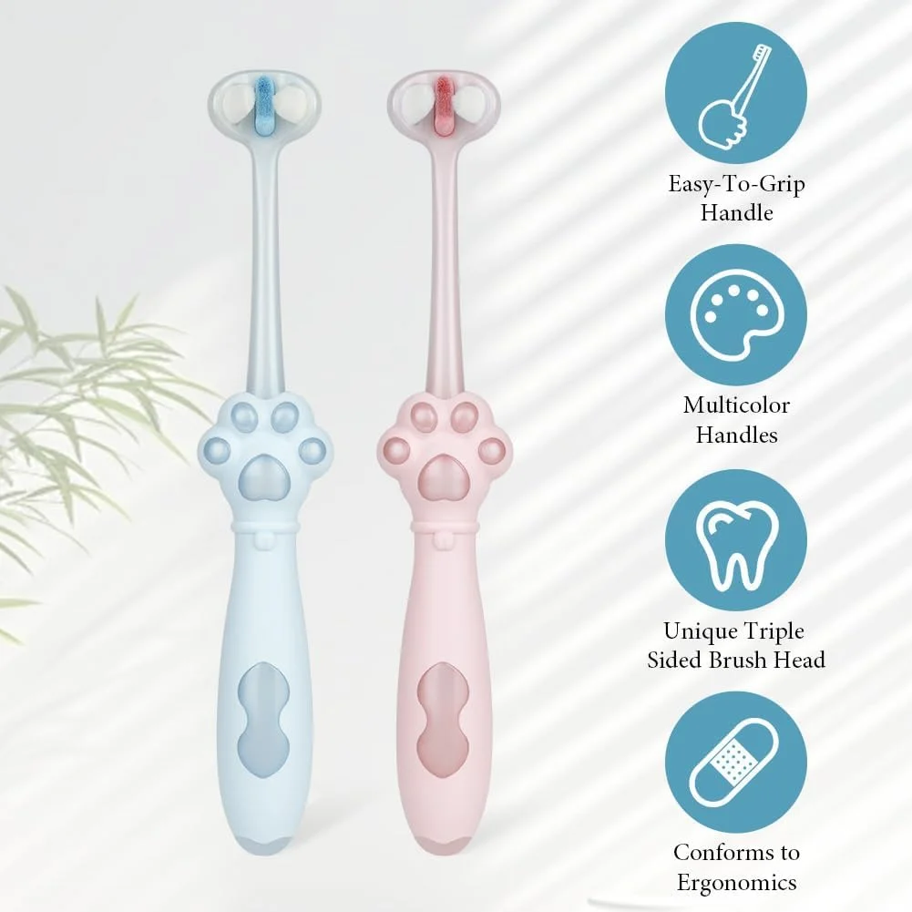 مسواک سه طرفه SYOSI، 4 عدد، مسواک 4 برس کودکانه، مسواک حسی فوق العاده نرم، تمیز کننده عمیق هر دندان، پوشش کامل برای مراقبت از لثه و دندان کودکان، نرم و ملایم مسواک سه طرفه SYOSI، 4 عدد، مسواک 4 برس کودکانه، مسواک حسی فوق العاده نرم، تمیز کننده عمیق هر دندان، پوشش کامل برای مراقبت از لثه و دندان کودکان، نرم و ملایم