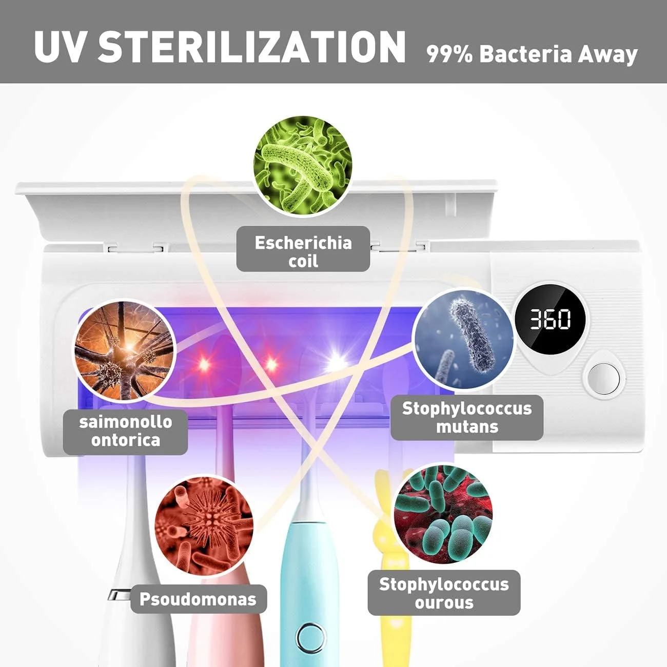 نگهدارنده مسواک ضدعفونی کننده با نور UV ELECDON، نگهدارنده مسواک دیواری حمام با عملکرد استریل کننده، شارژ 1800 میلی آمپر ساعتی، عملکرد زمان بندی، سازمان دهنده مسواک برای خانم ها، نوزاد و خانواده نگهدارنده مسواک ضدعفونی کننده با نور UV ELECDON، نگهدارنده مسواک دیواری حمام با عملکرد استریل کننده، شارژ 1800 میلی آمپر ساعتی، عملکرد زمان بندی، سازمان دهنده مسواک برای خانم ها، نوزاد و خانواده