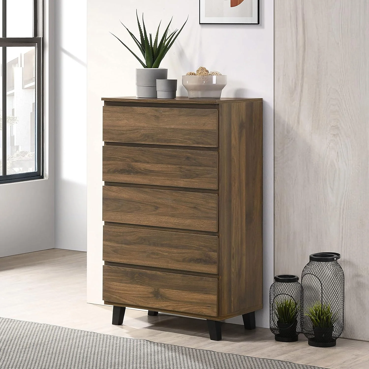 دراور ۵ کشو پایه دار هوم باکس مدل Kulltorp Plus، ۴۰x۱۱۴.۵x۷۰ سانتی متر، قهوه ای