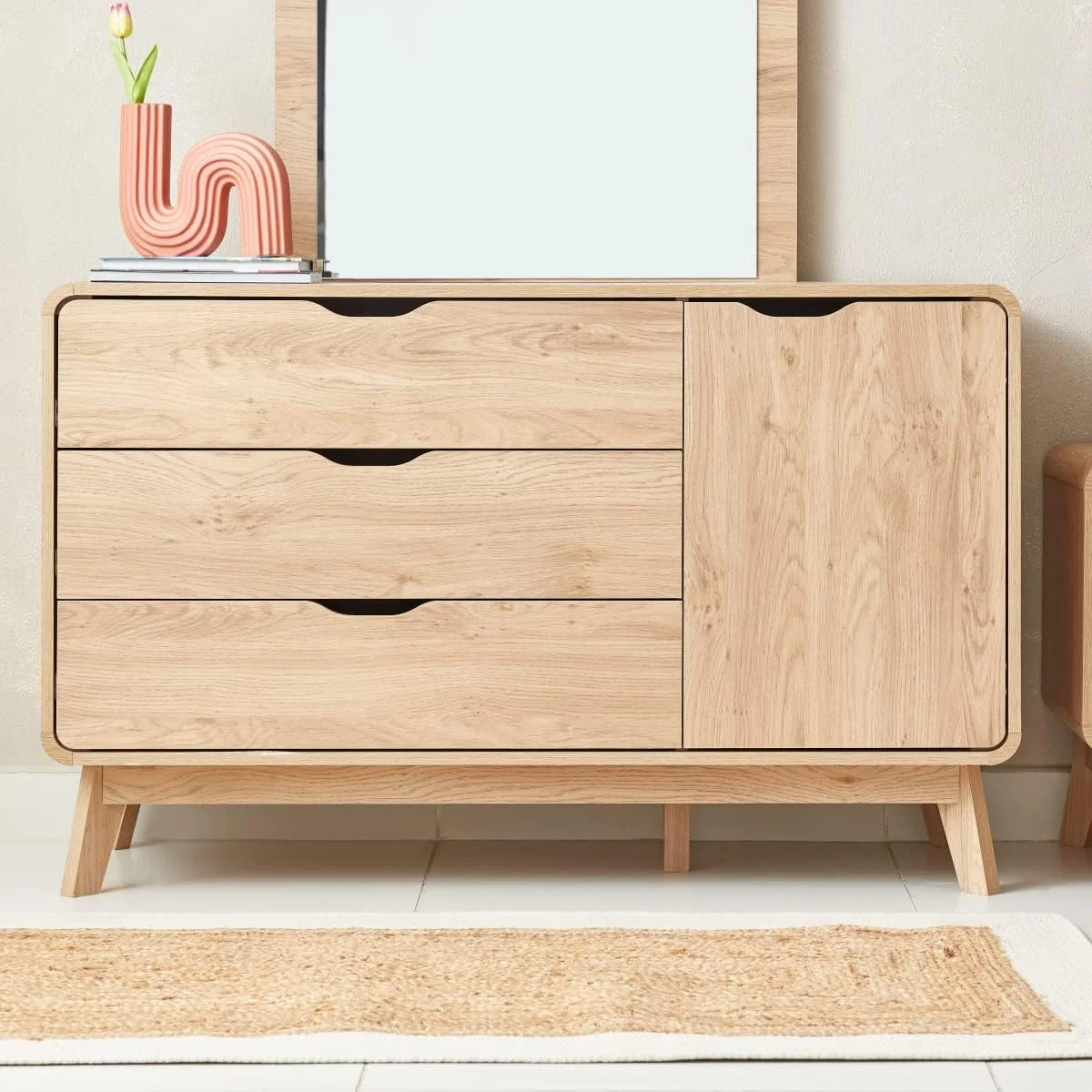 دراور 3 کشو بدون آینه هوم باکس مدل نوردیکا 76 x 120 x 45 سانتی متر قهوه ای