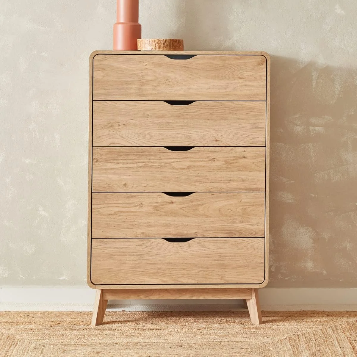 دراور 5 کشو هوم باکس مدل نوردیکا 121.8x80x40 سانتی متر قهوه ای