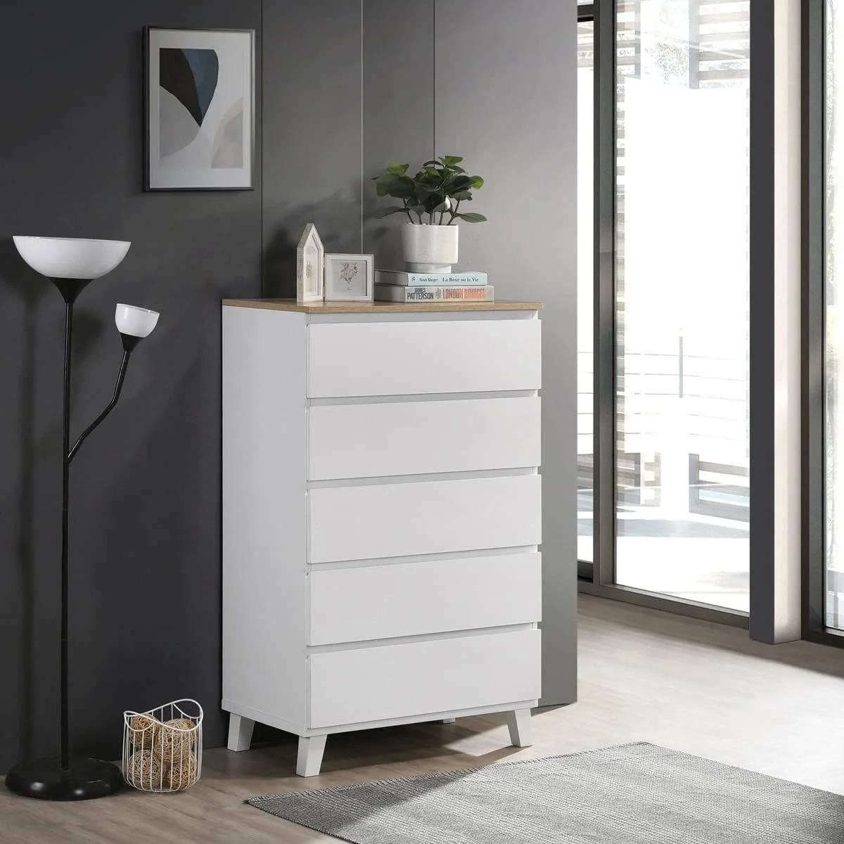 دراور ۵ کشو پایه دار هوم باکس مدل Kulltorp Plus ابعاد ۴۰x۱۱۴.۵x۷۰ سانتی متر سفید